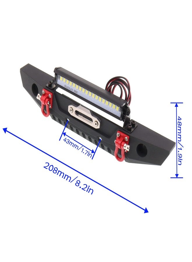 Treehobby Metal Front Bumper with LED Light RC Winch Mount Seat Compatible with Traxxas TRX-4 TRX4 Axial SCX10 90046 90047 RC4WD D90 TF2 1/10 RC Crawler Car Upgrade Part - Image 2